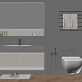 Modern Bathroom Vanity Cabinet With Sink Faucet Mirror Lighting Toilet And Towel Rack