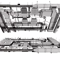 Industrial Ceiling System With Ductwork Layout And Mechanical Installation Parts 3d model