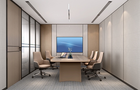 Meeting Room Meeting Table and Chair Glass Partition 3d model