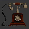 Vintage Rotary Dial Telephone Featuring Red Wooden Body And Brass Accents Design