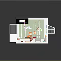 Cartoon Style Baby Nursery Room With Crib Colorful Toys Staircase Bookshelf And Wall Decorations
