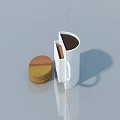 Unique White Cup With Hinged Door Design And Layered Interior And Cake 3d model