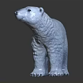 White Polar Bear Figure With Detailed Texture Standing On Dark Surface 3d model