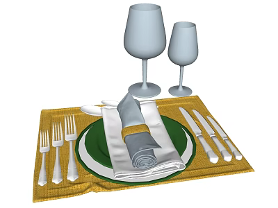 Modern cutlery plate knife and fork goblet 3d model Modern cutlery plate knife and fork goblet 3d model