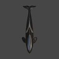 Black And White Orca With Dorsal Fin Swimming In Blue Water
