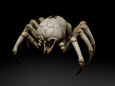 Game Movie Character Skeleton Spider With Cracked Bone Structure And Sharp Legs 3d model