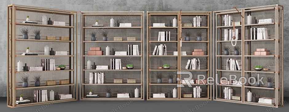 New Chinese Style Bookshelf Bookcase Antique Shelf Decorative Cabinet Decoration model