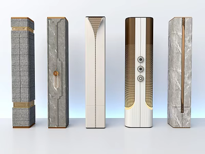 Modern Decorative Columns With Various Textures Metal Accents And Vertical Patterns 3d model