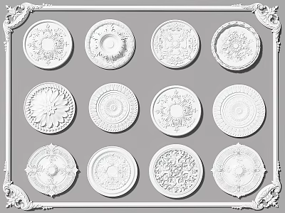 Ornate Circular Carved Decorative Plates With Intricate Patterns For Interior Decoration 3d model