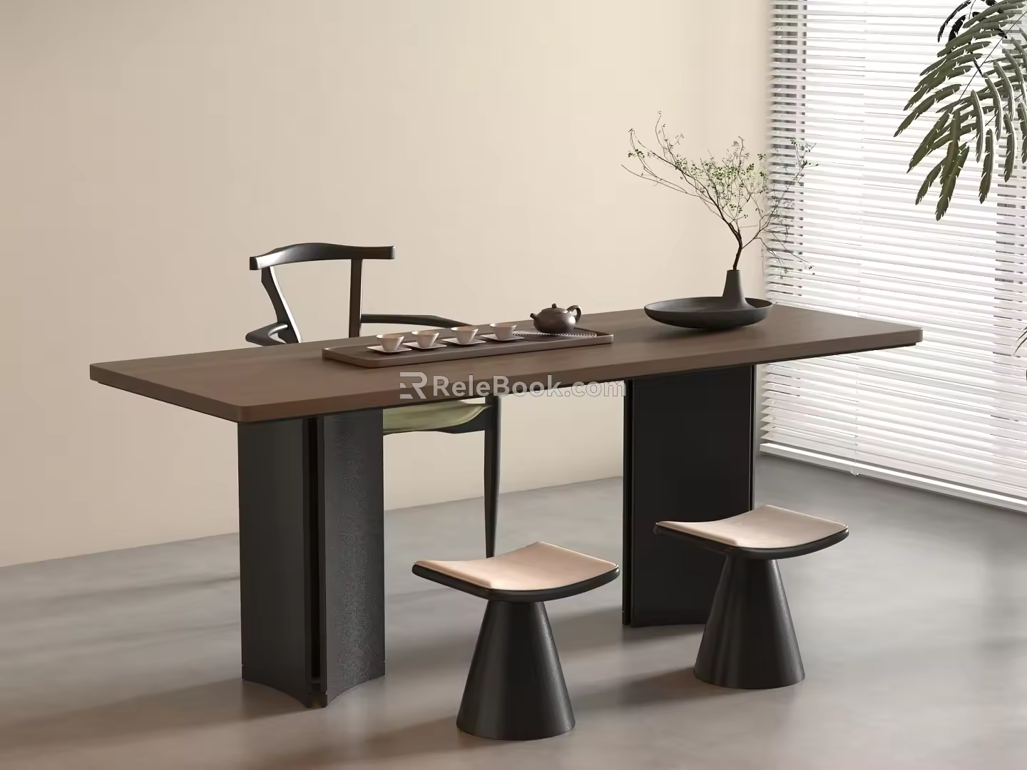 tea table and chair 3d model