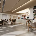 Modern Café Interior Design With Seating Area Bar Counter And Decorative Paintings