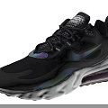 Black Mesh Upper Sneakers With White Sole And Colorful Reflective Details