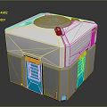 Modern White Gray Storage Box With Blue Doors Yellow Accents And Gray Top
