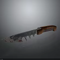 Tactical Weapon Knife With Orange Handle Bloodstained Sharp Blade And Surface Reflection 3d model