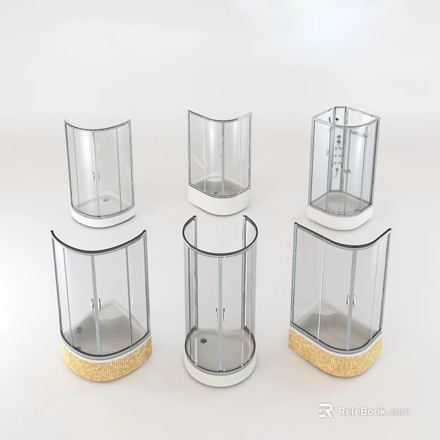 Modern Shower Sauna Enclosures With Glass Design And Multiple Styles 3d model 