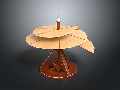 Decorative Wooden Furniture Featuring Multiple Rotating Layers Sturdy Pillar And Circular Base 3d model