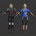 Two Men as 3D Character Models Wearing Different Outfits in Black and Blue