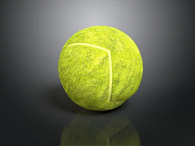 Green Textured Tennis Ball With Shiny Reflection On Dark Surface 3d model