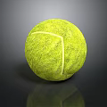 Green Textured Tennis Ball With Shiny Reflection On Dark Surface