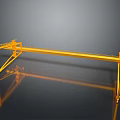 Sturdy Yellow Industrial Crane Structure With Horizontal Beam Supports And Reflective Surface