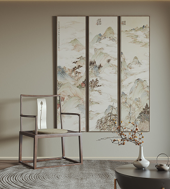 New Chinese Landscape Painting Hanging Painting Decorative Painting 3d model