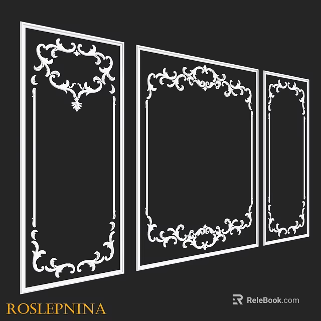 Ornate White Decorative Frame Components With Intricate Patterns And Designs 3d model 