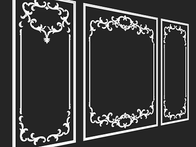 Ornate White Decorative Frame Components With Intricate Patterns And Designs 3d model