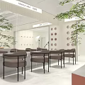 Modern Mall Store Interior Design With Indoor Tree Tables And Display Counter 3d model