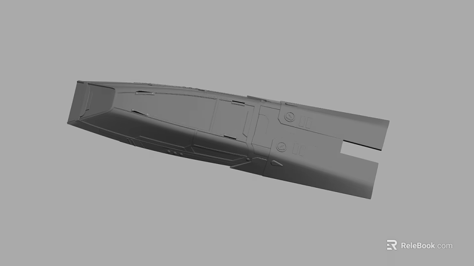 Black Long Mechanical Part With Structural Holes And Industrial Design Details 3d model 