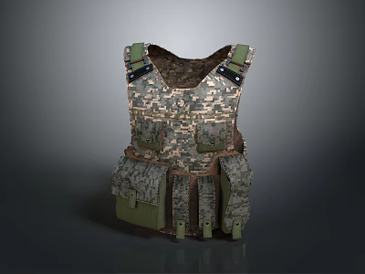 Camouflage Tactical Vest With Multiple Pockets And Utility Design For Daily Use 3d model