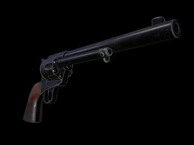 Classic Revolver Weapon With Wooden Grip And Black Barrel Design 3d model