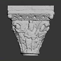 Ornate White Carved Stone Pedestal With Intricate Relief Designs And Square Top