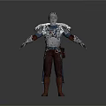Detailed Fantasy Warrior 3D Model In Silver Armor With Feathered Shoulders And Brown Outfit