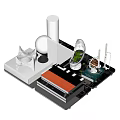 Modern Decorative Ornament Set With Geometric Shapes Black Books And Metal Accents On White Base