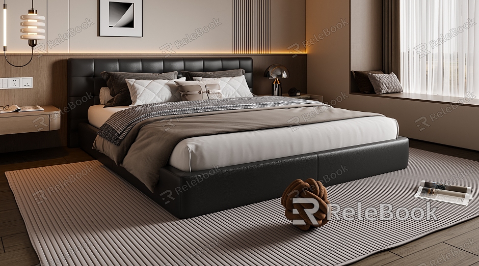 Modern Double Bed Leather Double Bed model