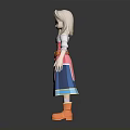 3D Character With White Hair Blue Eyes Pink Top Blue Skirt Orange Belt And Boots