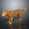Leopard Model With Yellow Fur And Black Spots In Standing Pose On Dark Background