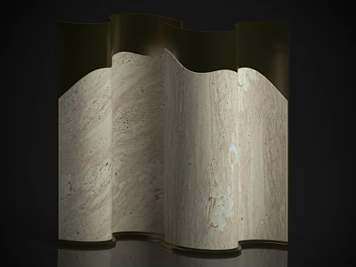 Modern Wavy Background Wall with Light Marble Texture and Dark Border Design 3d model