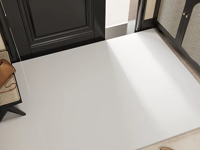 Modern Entryway Hallway With Polished White Floor Black Door And Side Table 3d model