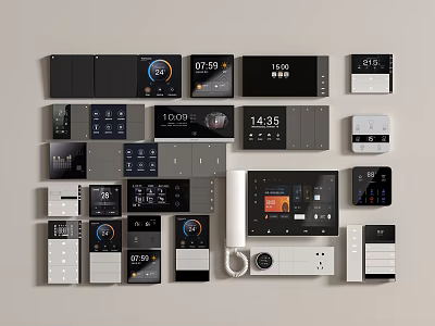Modern Switch Panels With Various Designs Smart Display Screens And Home Control Functions 3d model