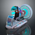 Futuristic Hover Vehicle With Transparent Cockpit Glowing Wheel And Sleek Tech Design