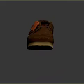 Brown Leather Casual Shoes With Orange Tag And Light Colored Sole For Daily Wear