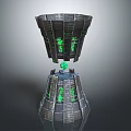 Futuristic Metal Device With Two Tiered Structure Green Illuminated Elements And Central Sphere 3d model