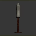 Gray Fabric Dress Form With Wooden Base Standing For Home Dressmaking And