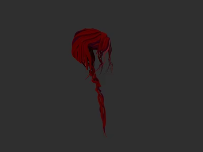 Model With Long Red Hair Styled In A Braid Against Dark Background 3d model