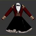 Game Movie Character Costume With Pink Sleeves Black Skirt Bow Tie And Golden Decorations