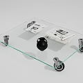 Modern Glass Coffee Table With Transparent Top And Rolling Wheels For Living Room