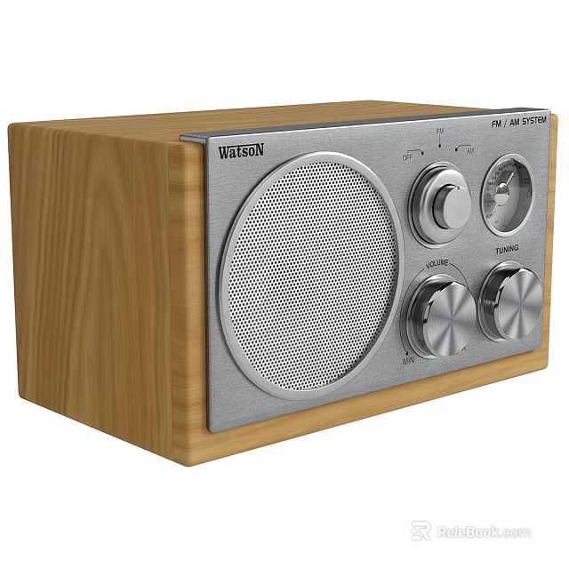 Stylish Wooden Enclosure Speaker With Silver Front Panel And Control Knobs 3d model 