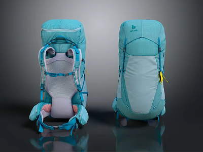 Mint Green White Two Tone Backpack With Ergonomic Padded Straps For Outdoor Hiking Travel 3d model