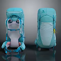 Mint Green White Two Tone Backpack With Ergonomic Padded Straps For Outdoor Hiking Travel